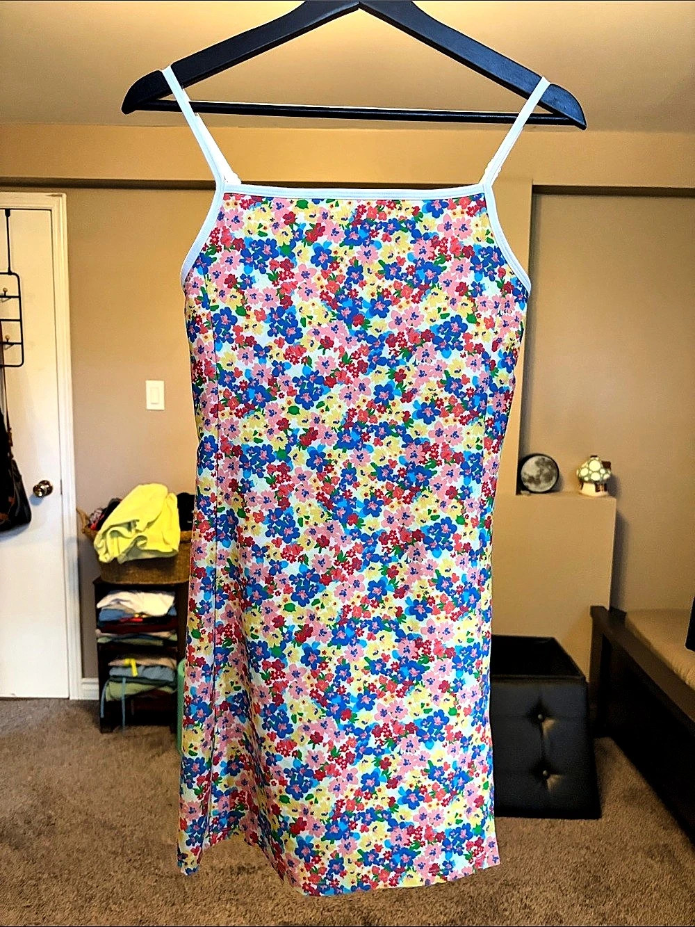 Old Navy PowerSoft Cami Athletic Dress Floral Midi Multicolor & White Medium